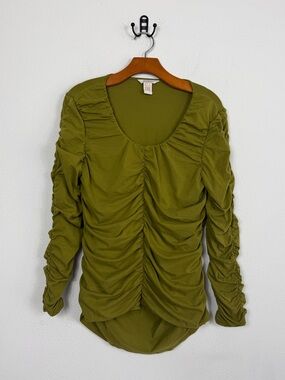 Sundance Green Rosalind Ruched Long Sleeve Sz Large